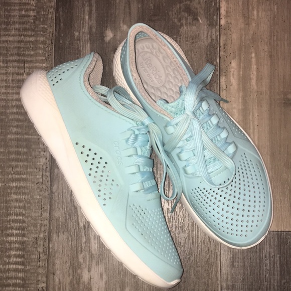 Crocs Women's Literide Pacer Lace-up Sneakers Ice Blue - Picture 2 of 7